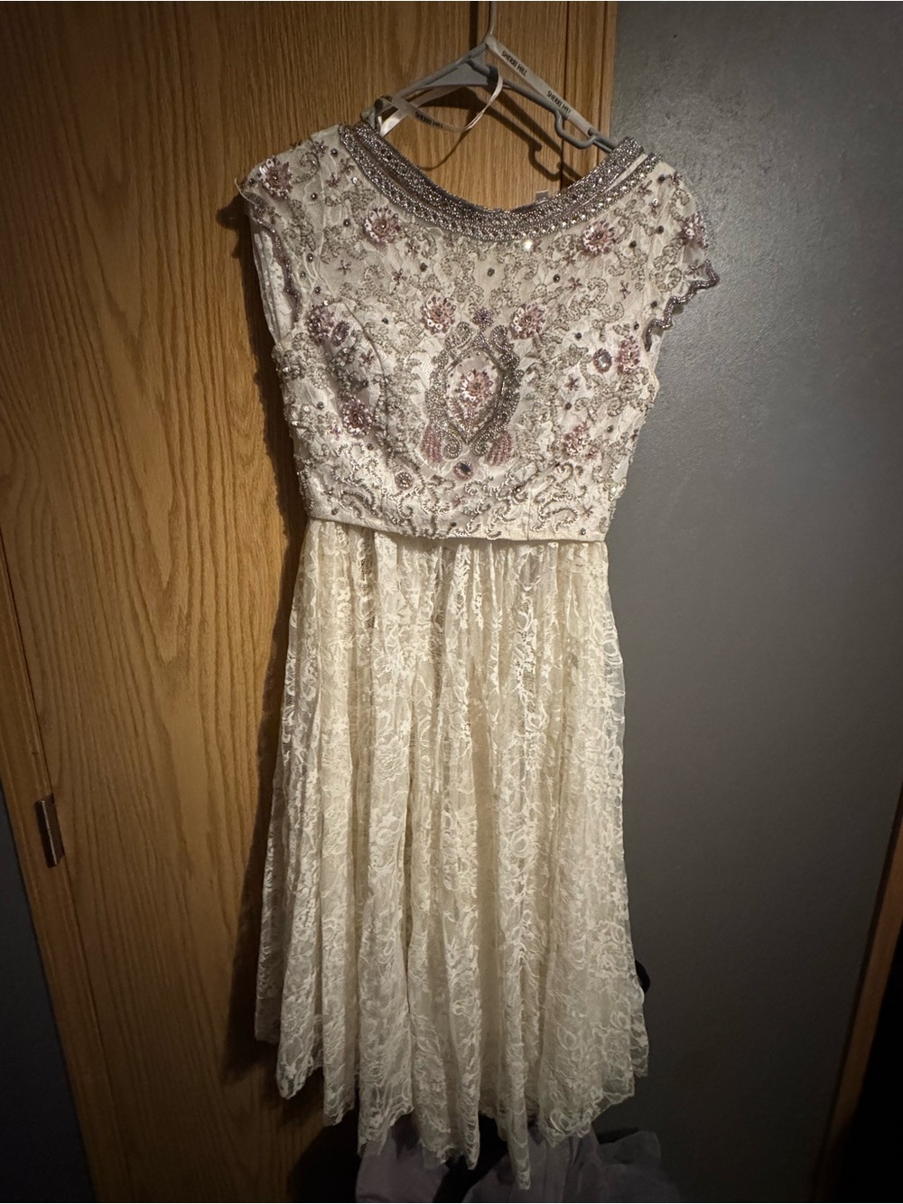 Sherri Hill Ivory Beaded Cocktail Dress 2 piece